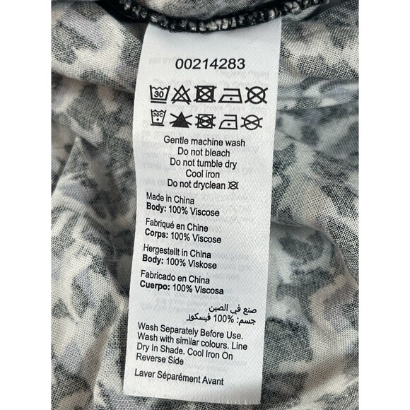 Evans 26/28 Blouse Black Gray Abstract Print 100% Viscose 3/4 Sleeve Tunic Top - Picture 6 of 12